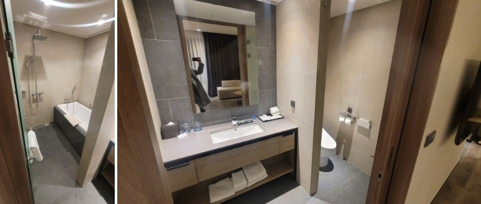 Clean bathroom with a bathtub and vanity at Four Points by Sheraton Josun Seoul Myeongdong