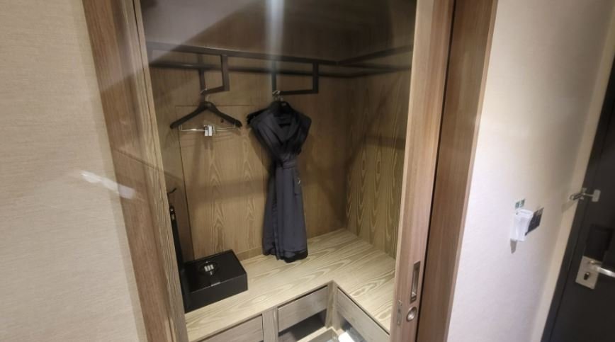 Tidy closet and safe box inside a room at Four Points by Sheraton Josun Seoul Myeongdong