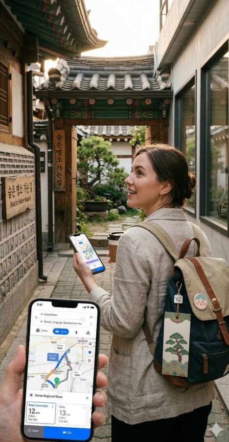 Using a smartphone to find fast transfer routes, a smart tip from the Korea public transport transfer guide